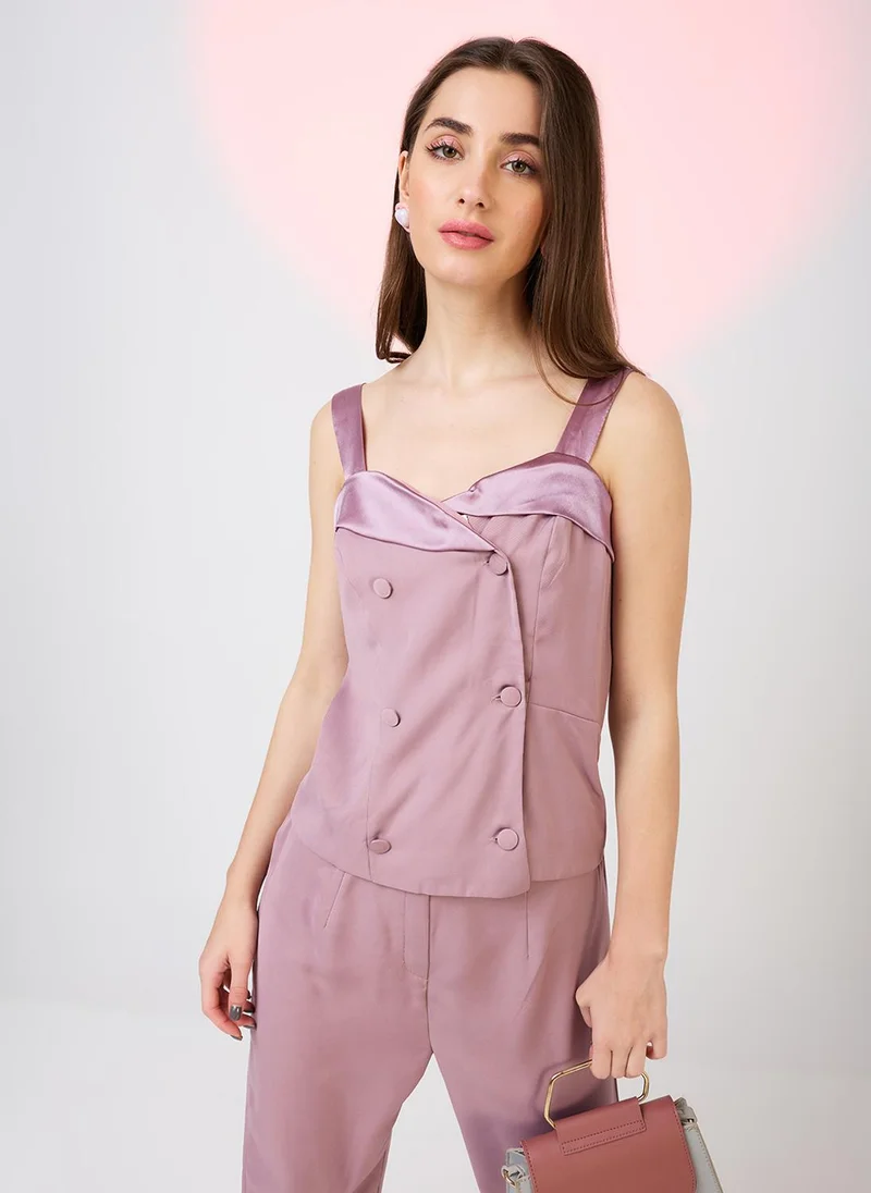globus Mauve Globus Women Sweetheart Neck Strappy Shoulder Double Breasted Workwear Jumpsuit for Women | Best Price UAE